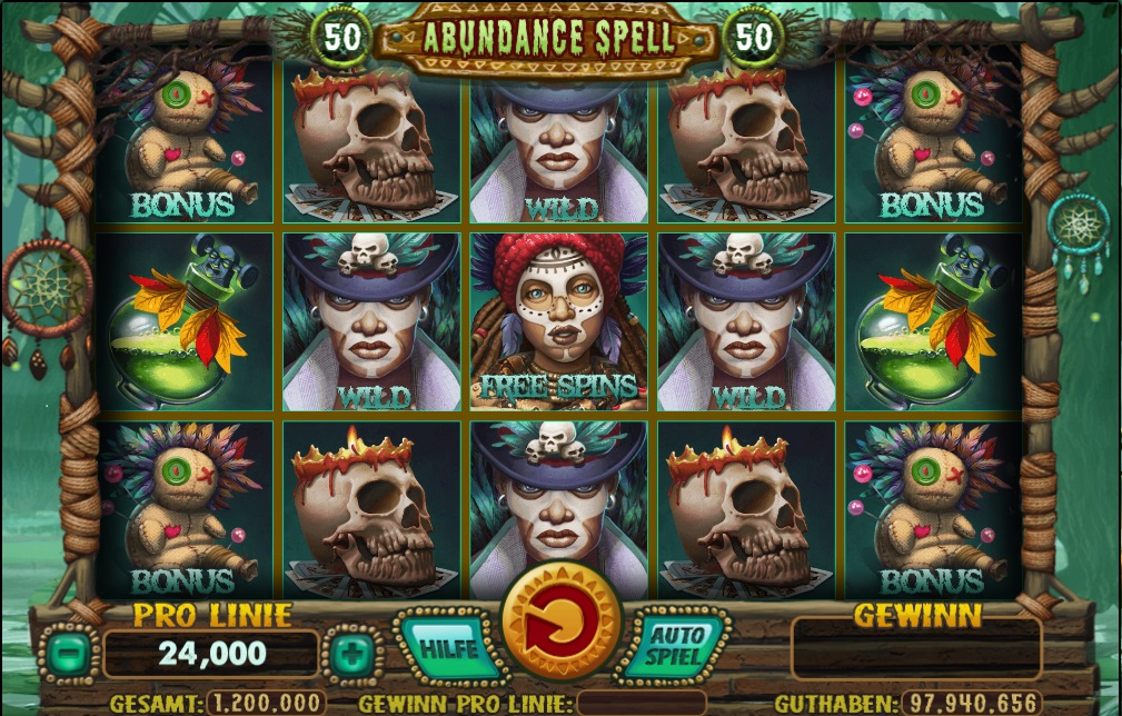 Abundance Spell Slotmachine mit Bonus-, Freispiel und Wild-Symbolen